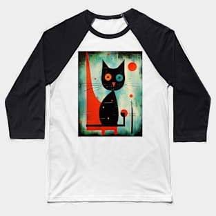 Abstract Black Cat Starry Night Baseball T-Shirt